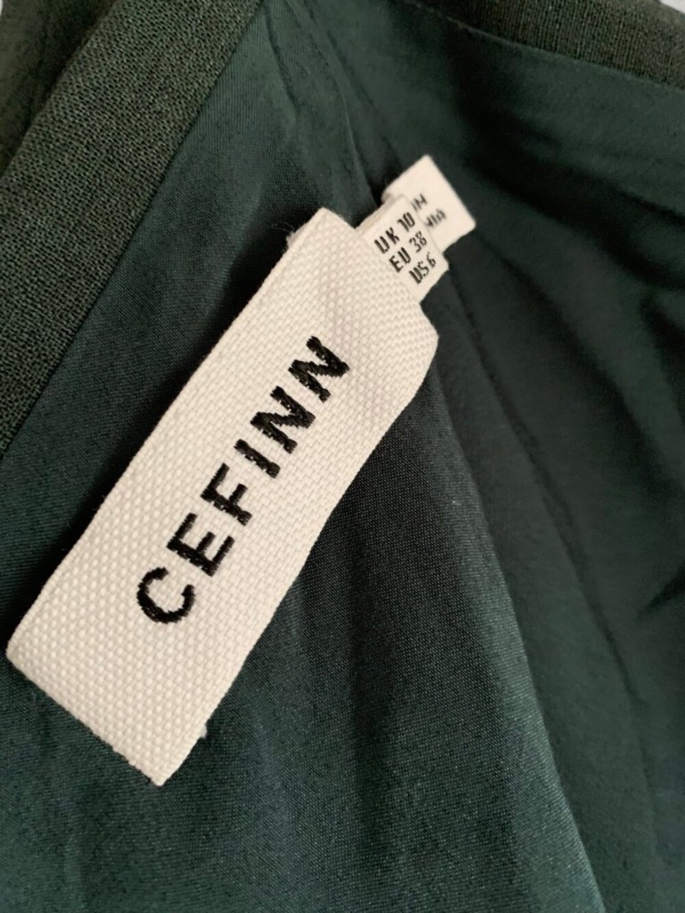 Cefinn Dark Green Crepe Tiered Skirt, Size 6 - Picture 3 of 7